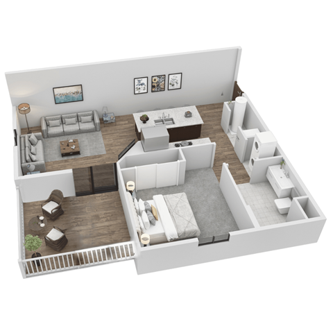 Floor plan for 1 bed, 1 bath, 800 sqft